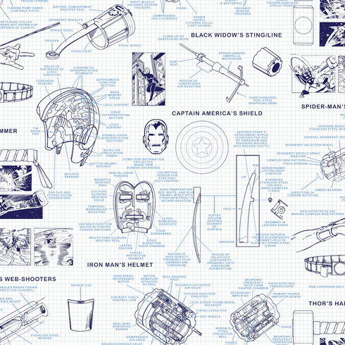 Marvels Heroes Schematics Blue Wallpaper