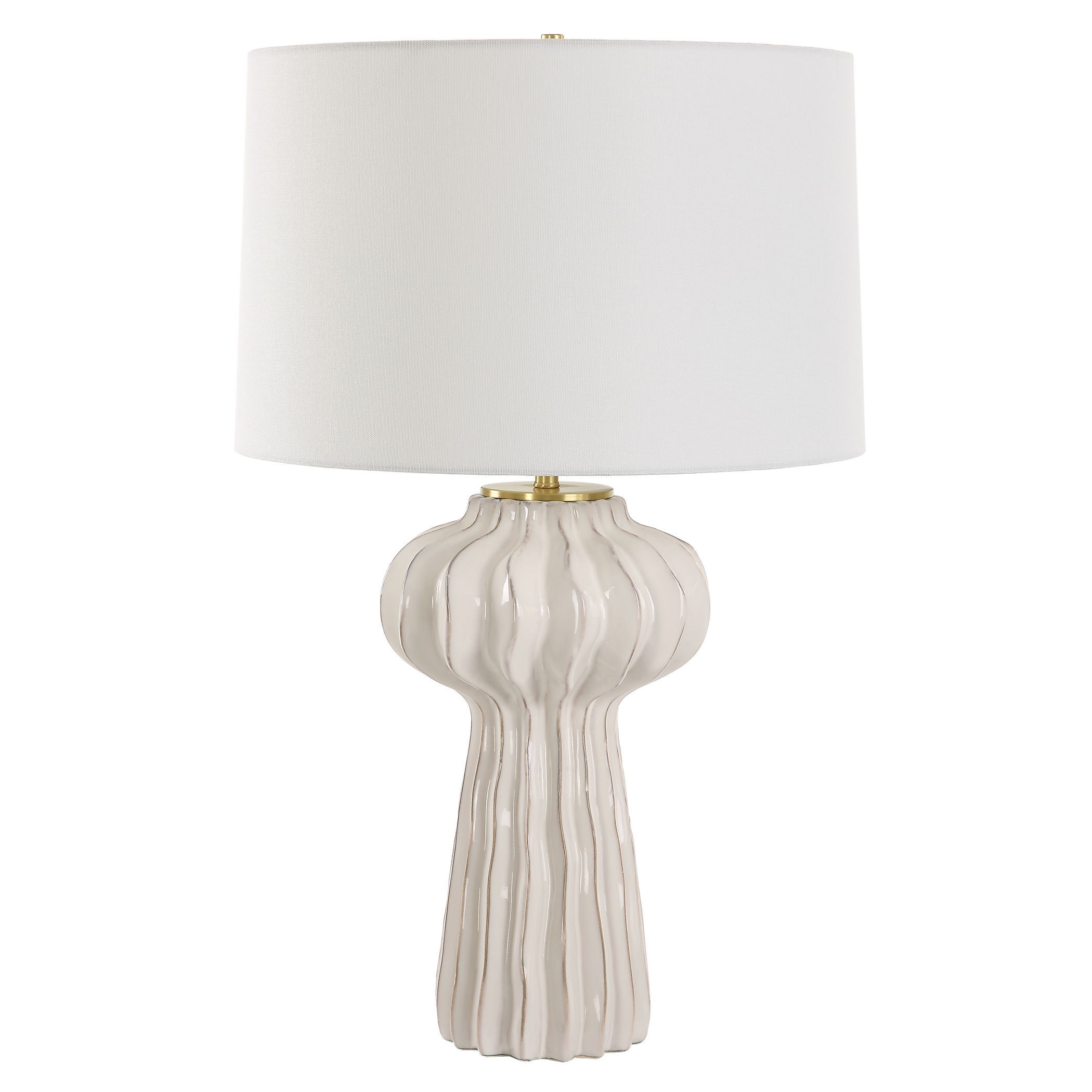 Wrenley Ridged White Table Lamp large image 