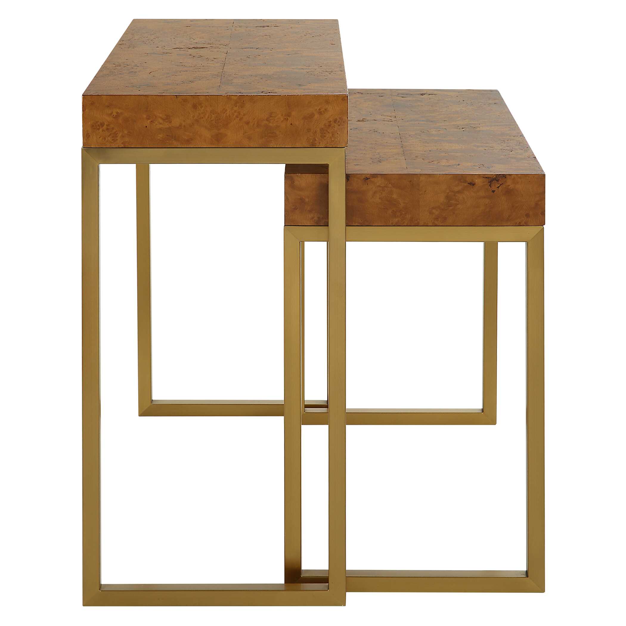 Burl-esque Wooden Nesting Tables Set/2, Furniture by Uttermost, 24.5" width x 24.5" height x 12" depth View 6