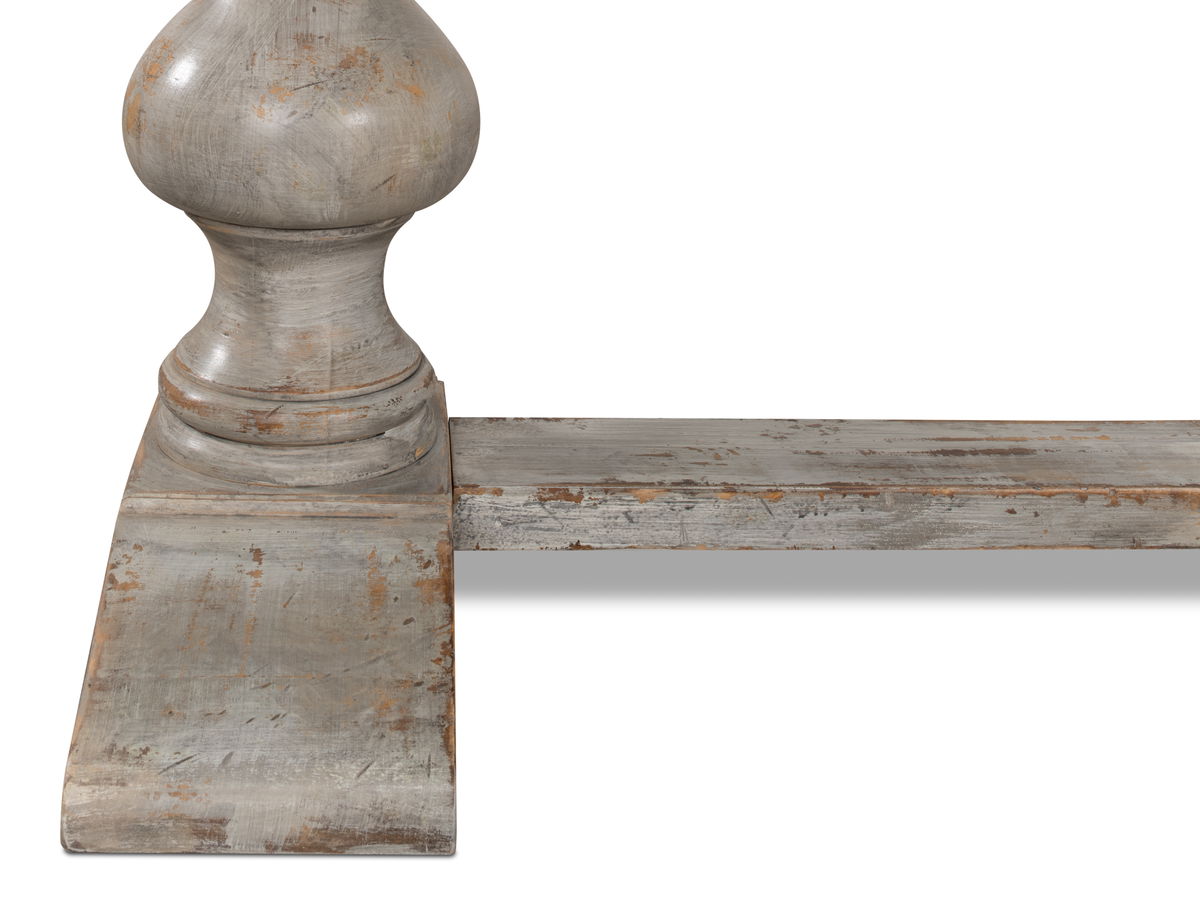 Lionisio Trestle Table  Grey Oak, by Sarreid, 3'5" length x 7' width x 2'6" height View 6