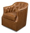 Coolidge Leather Swivel Chair, Cuba Brn, Seating by Sarreid, 30" length x 28" width x 31" height thumbnail 1