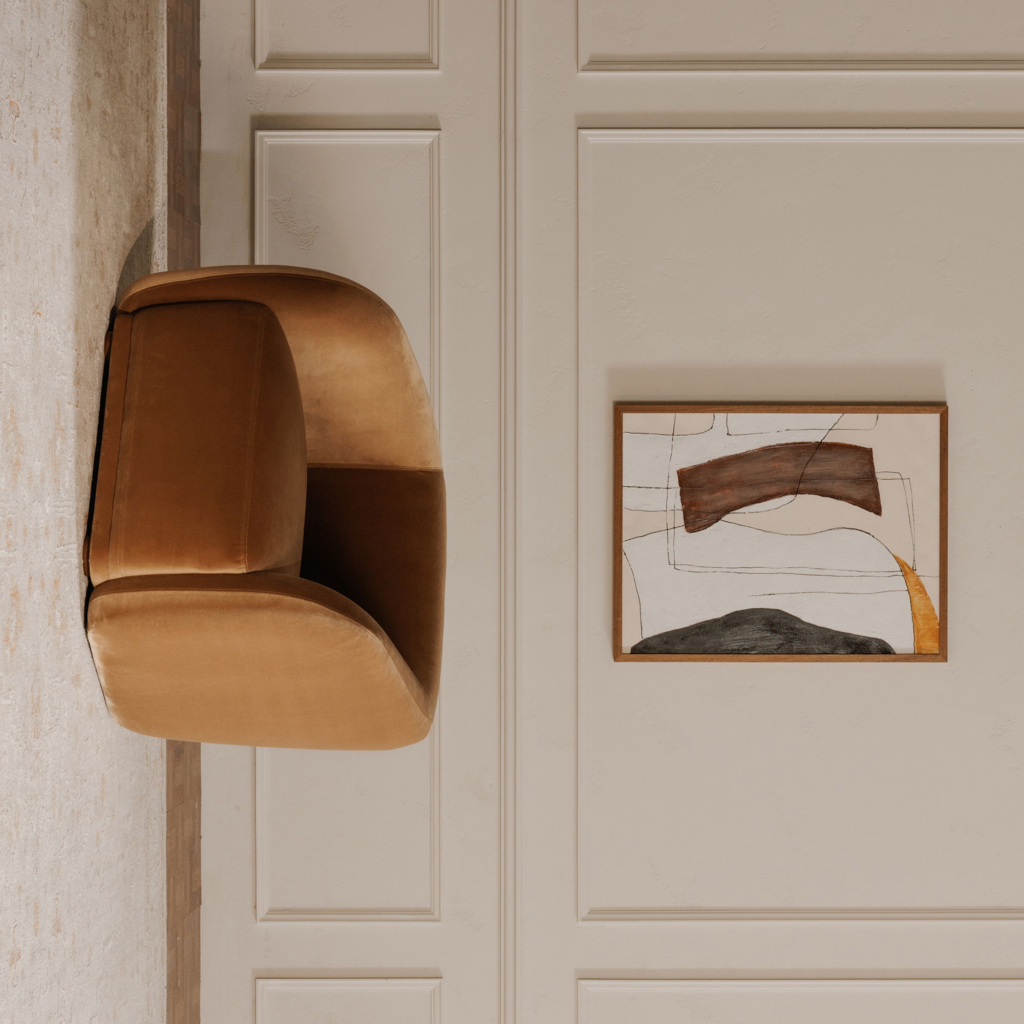 Faye Accent Chair Tan Faux Mohair, by Moe's Home, 33.5" width x 29.8" height x 32.2" depth View 6