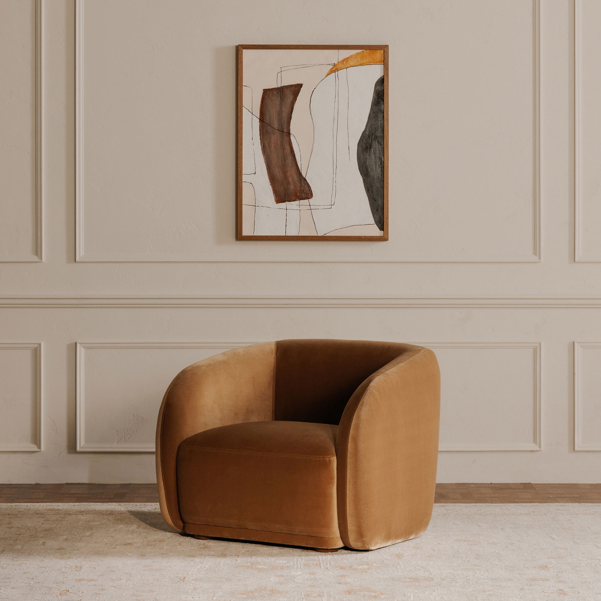 Faye Accent Chair Tan Faux Mohair large image 