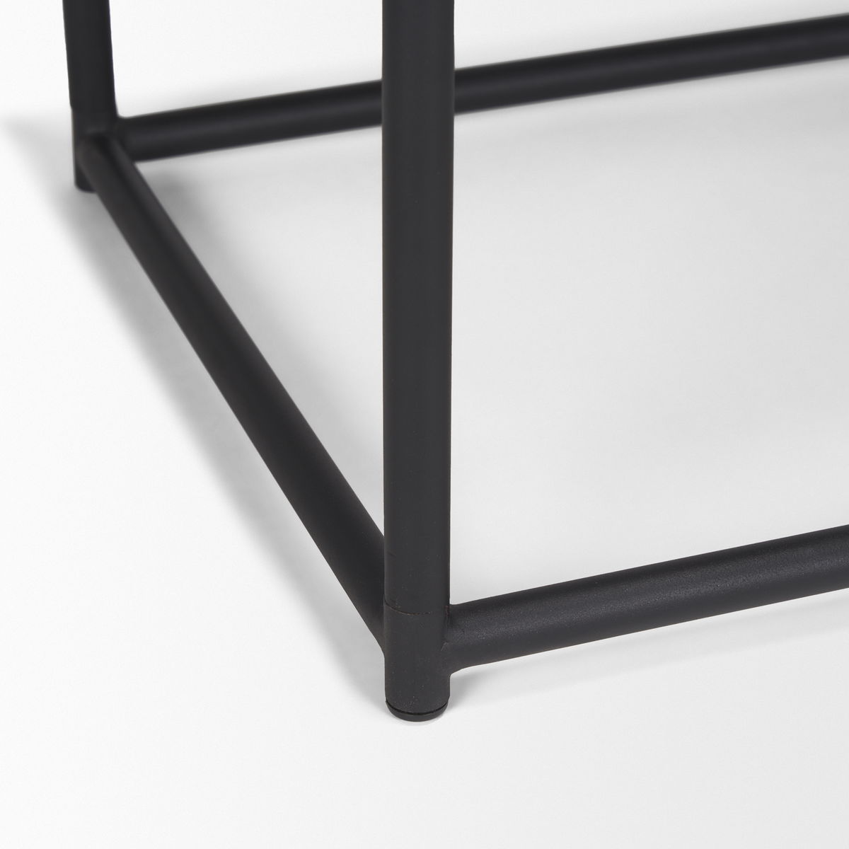 Taniel Light Brown Wood with Black Metal Stool, Ottoman by Mercana, 23.25" length x 16" width x 17" height View 8