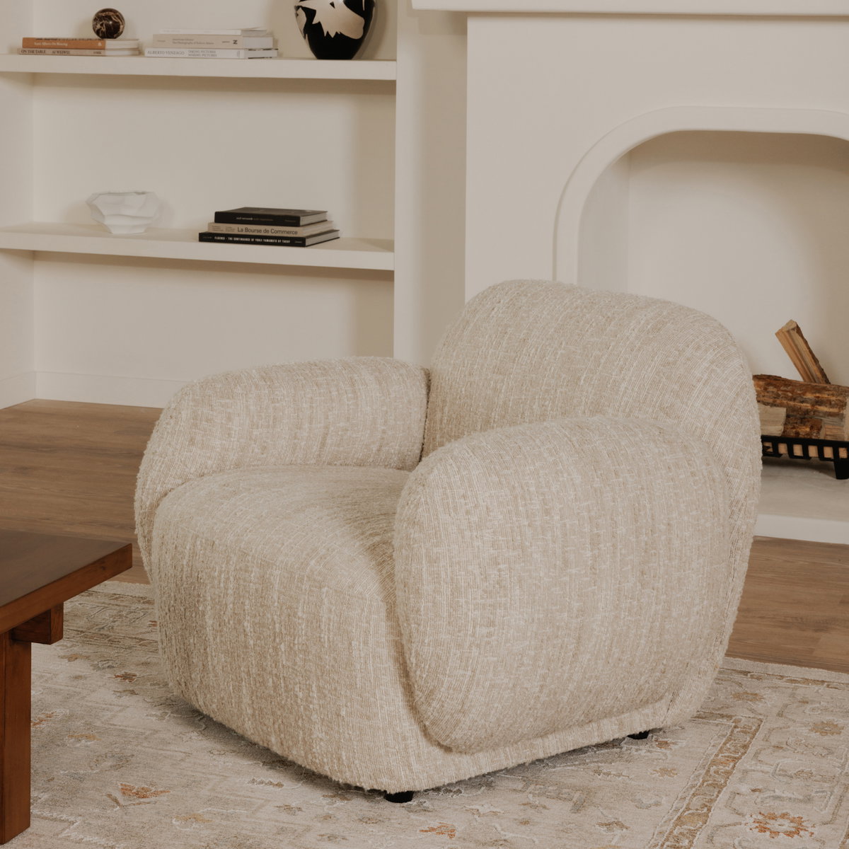 Hazel Lounge Chair Off White, Accent Chair by Moe's Home, 39.5" width x 28.75" height x 33.75" depth View 8