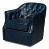 Coolidge Leather Swivel Chair  Blue, by Sarreid, 2'4" length x 2'6" width x 2'7" height thumbnail 1