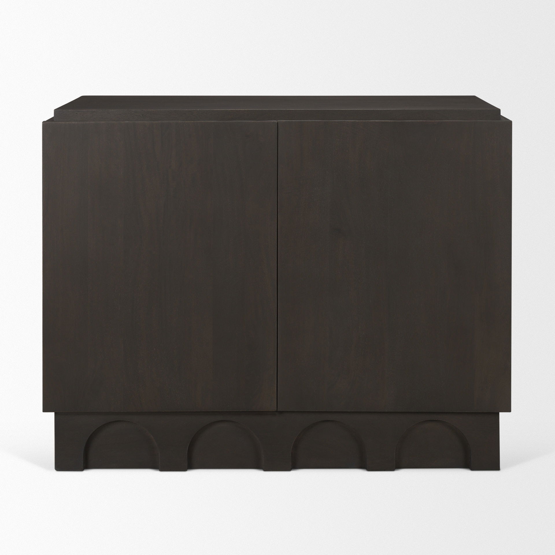 Wagner Dark Brown Wood with Arched Design Accent Cabinet, Cabinets & Chest by Mercana, 40" length x 18" width x 32" height View 5