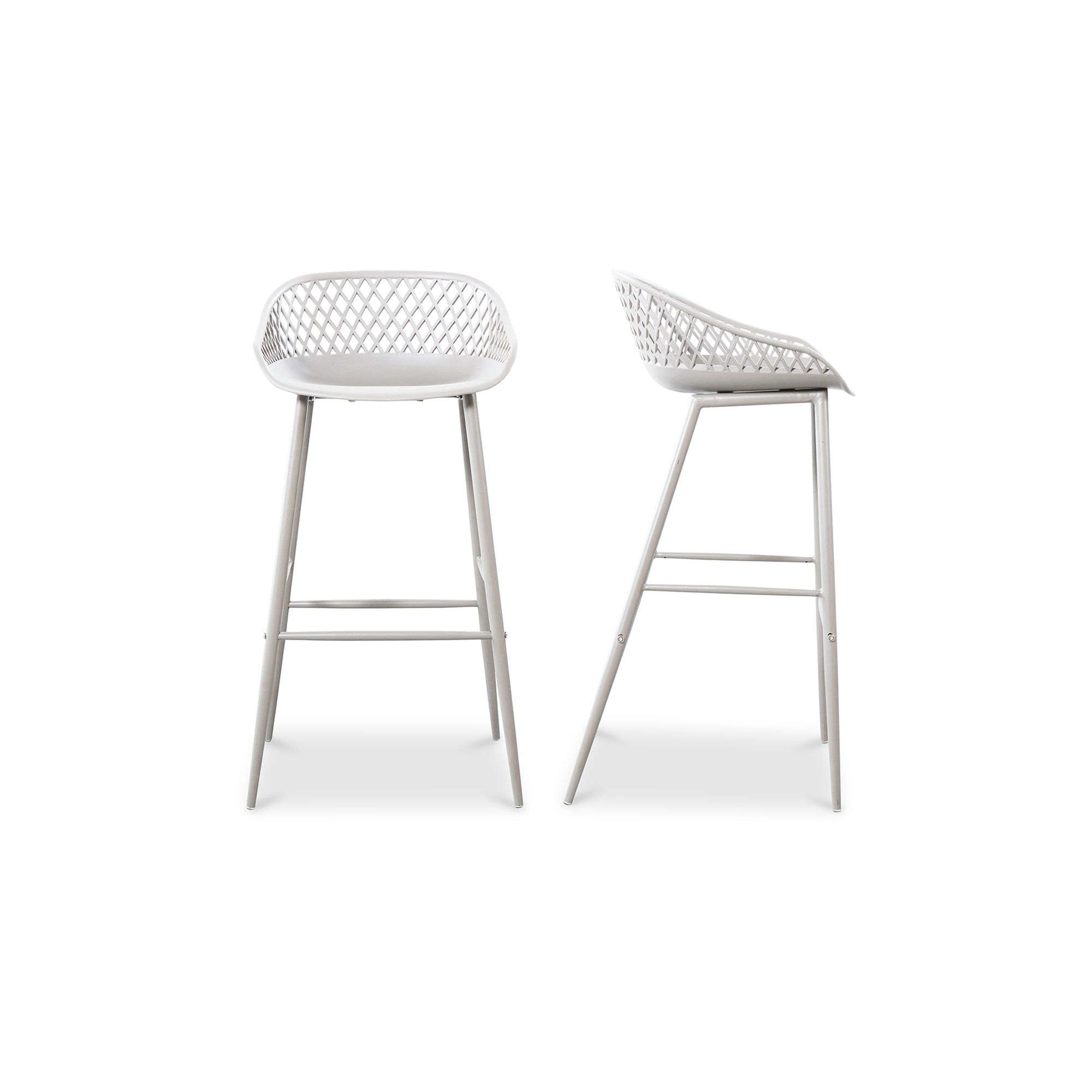 Piazza Outdoor Barstool White - Set Of Two, Counter & Bar Stool by Moe's Home, 19.29" width x 37.2" height x 19.68" depth View 1