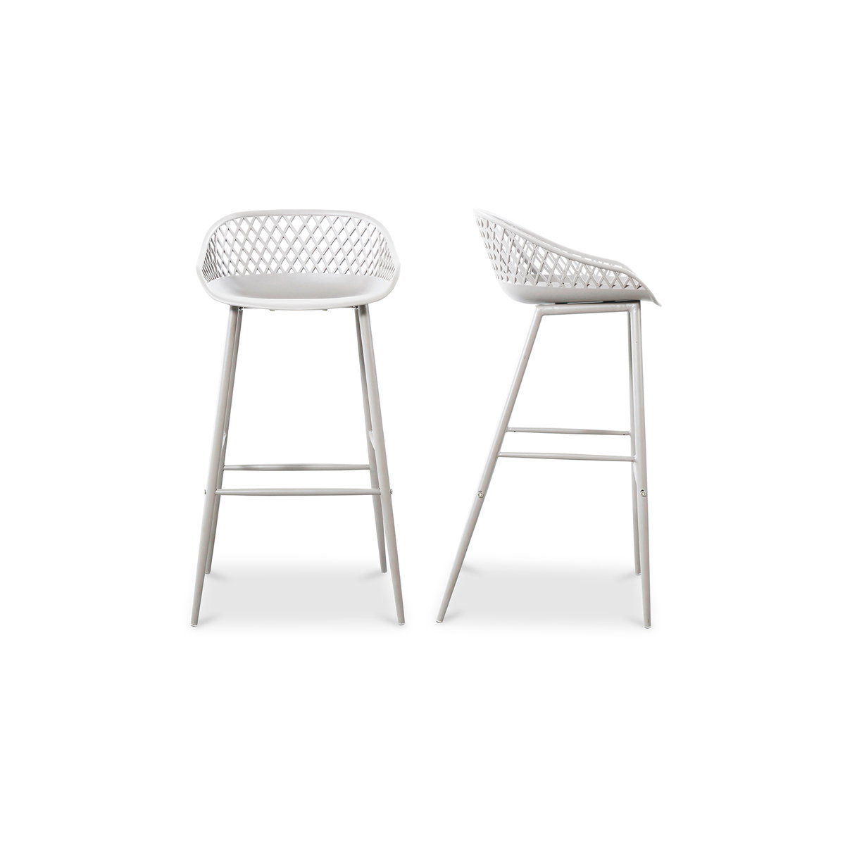 Piazza Outdoor Barstool White - Set Of Two, Outdoor Chair by Moe's Home, 1'7.29" width x 3'1.2" height x 1'7.68" depth View 1