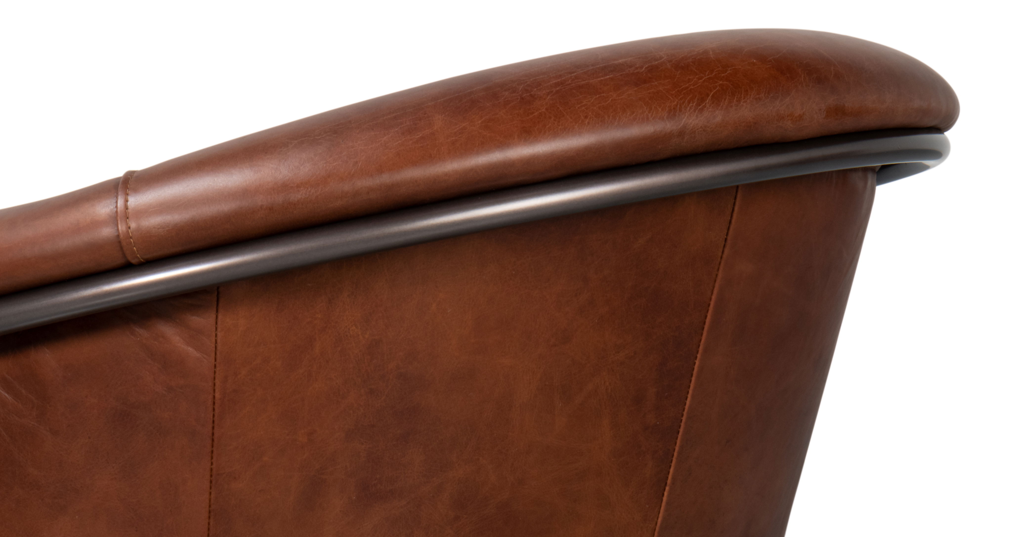 Nagel Distilled Leather Chair,Brown, Seating by Sarreid, 30" length x 33" width x 2" height View 3