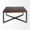 Faye 34L x 34W x 17H Medium Brown Wood with Antique Nickel Metal Base Square Coffee Table, by Mercana, 34" length x 34" width x 17" height thumbnail 4