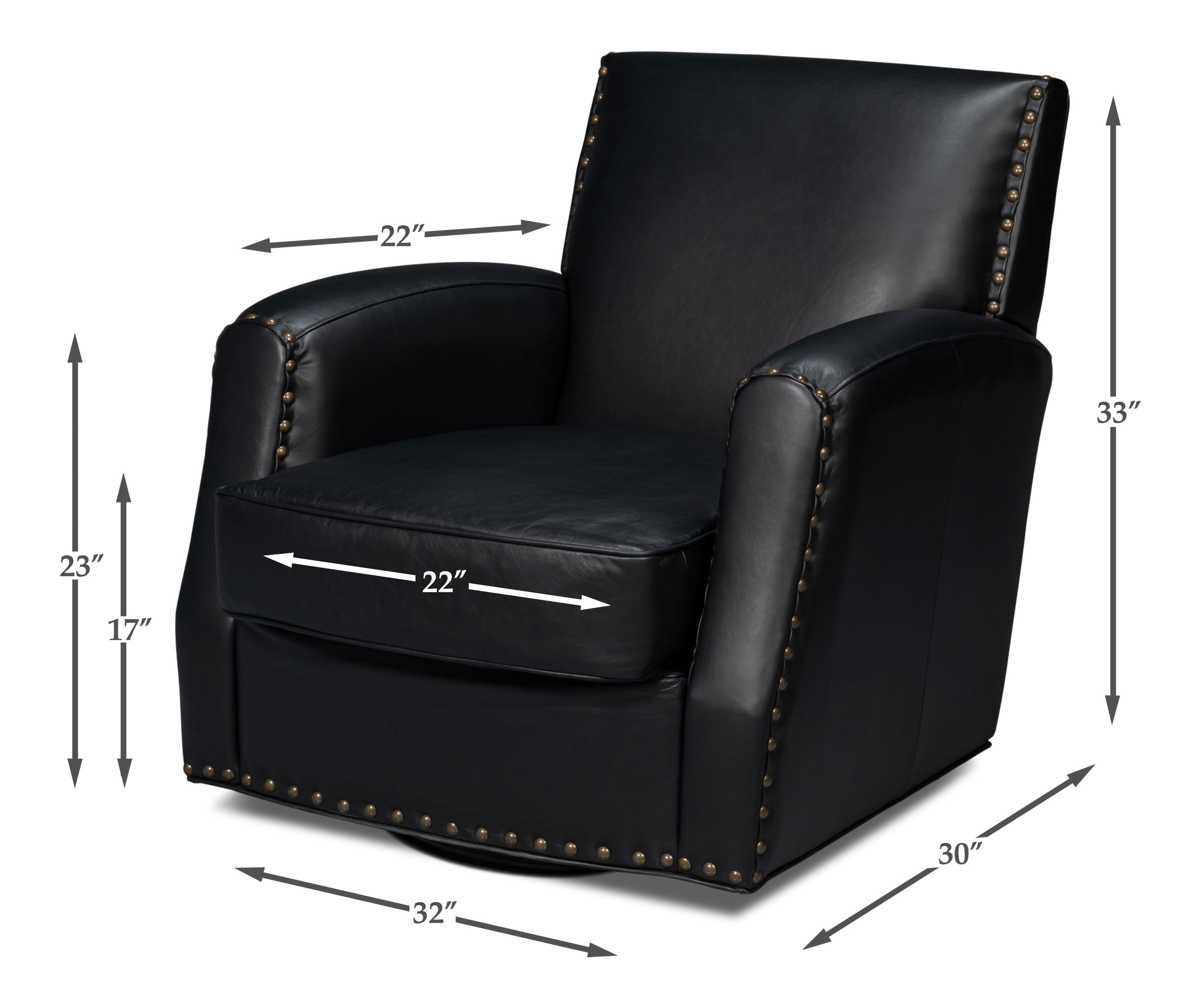 Taft Leather Swivel Chair, Onyx Black large image 