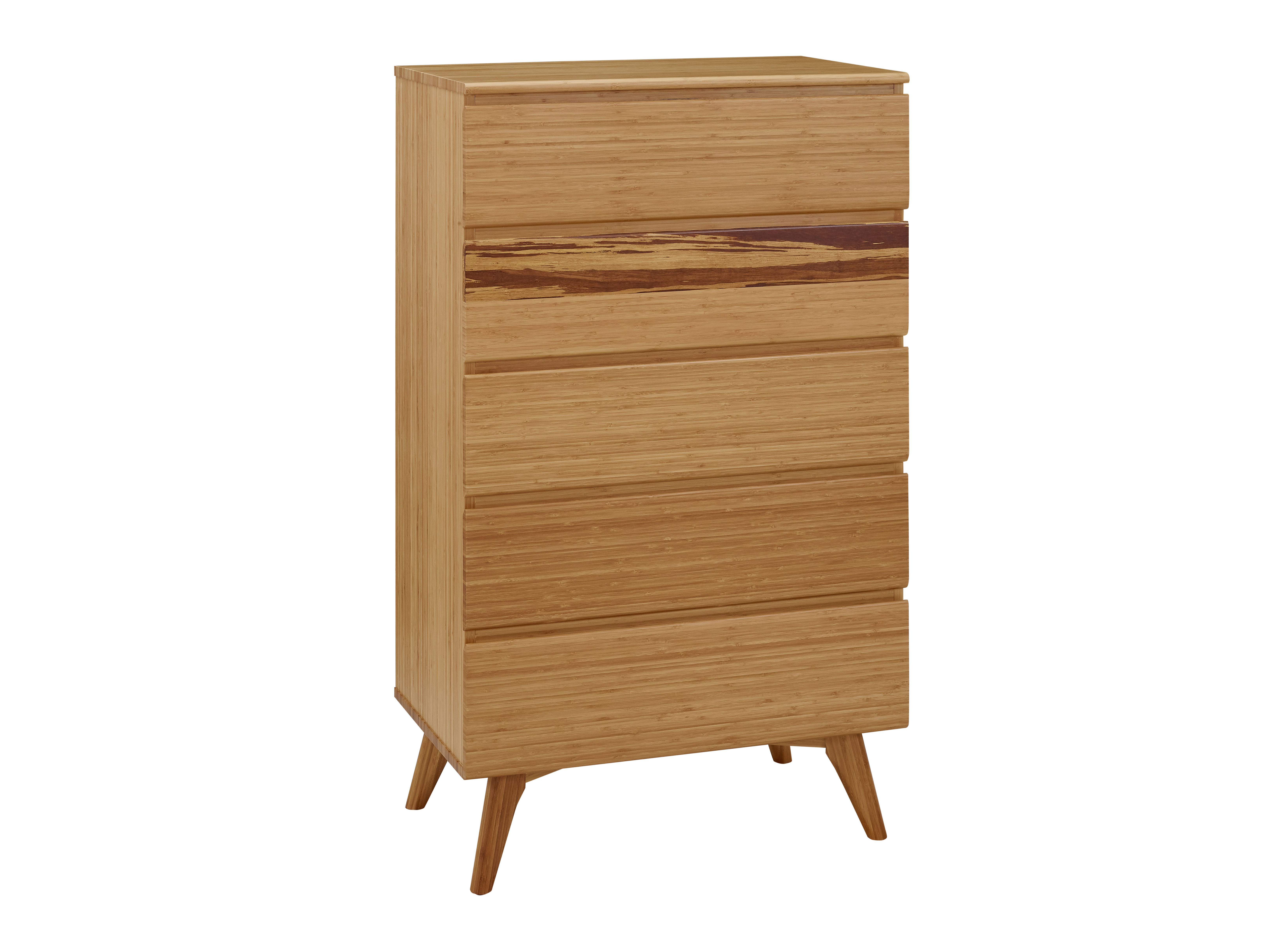 Azara Five Drawer High Chest, Caramelized, Dresser by Greenington, 19" length x 32" width x 53" height View 6