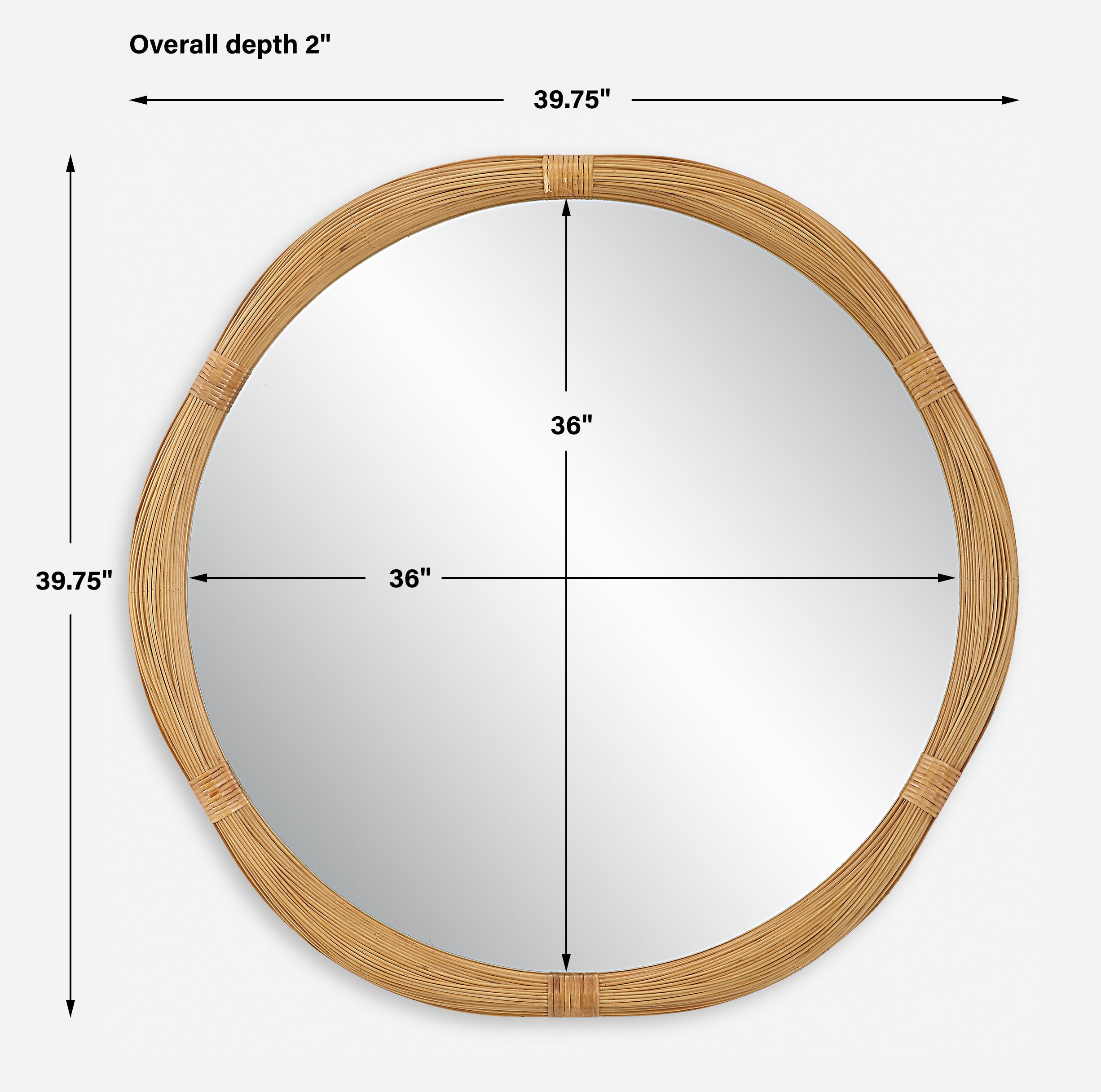 Salina Round Bamboo Mirror, by Uttermost, 39.75" width x 39.75" height x 2" depth View 3