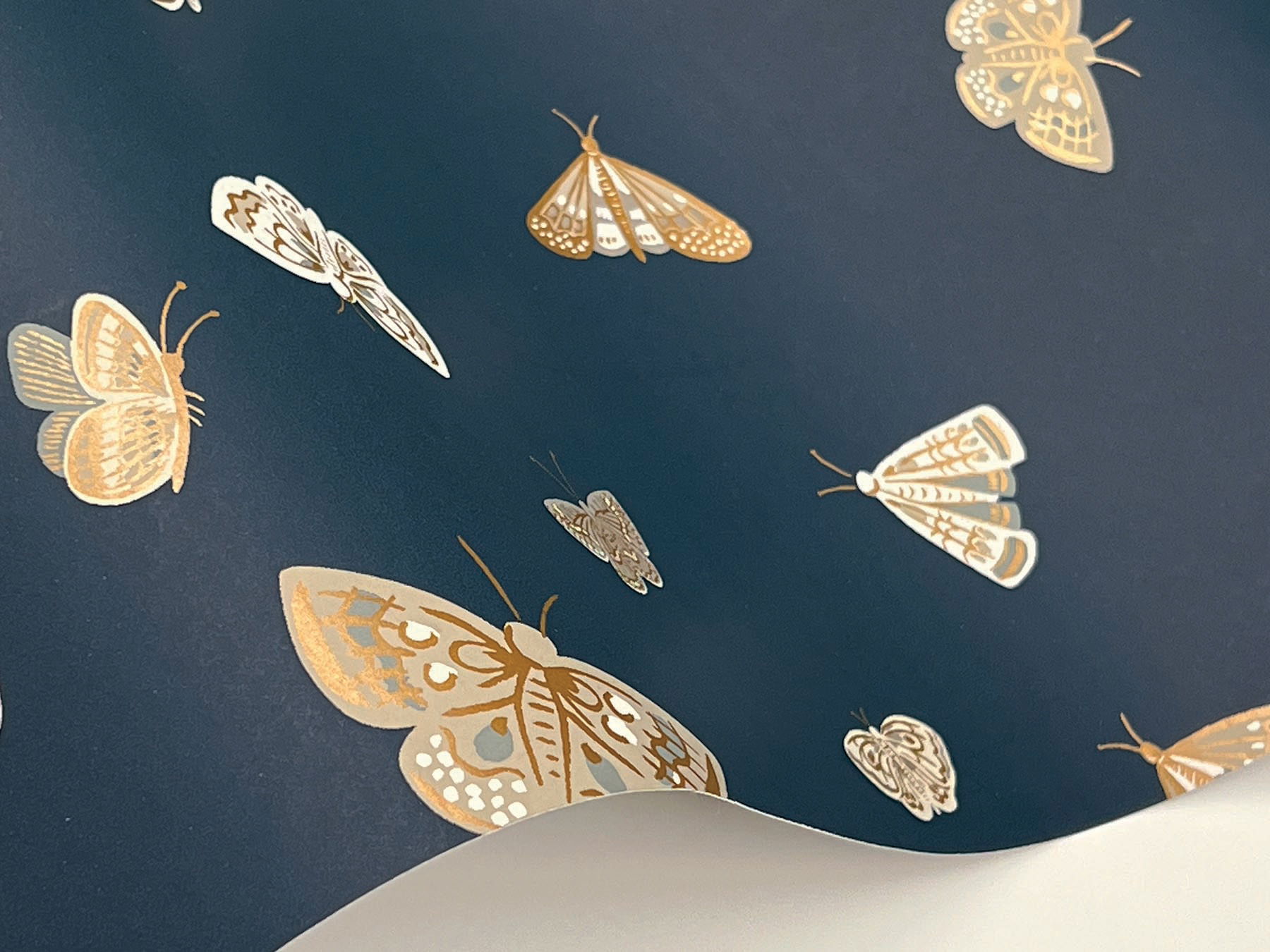 Butterfly House Navy Wallpaper large image 