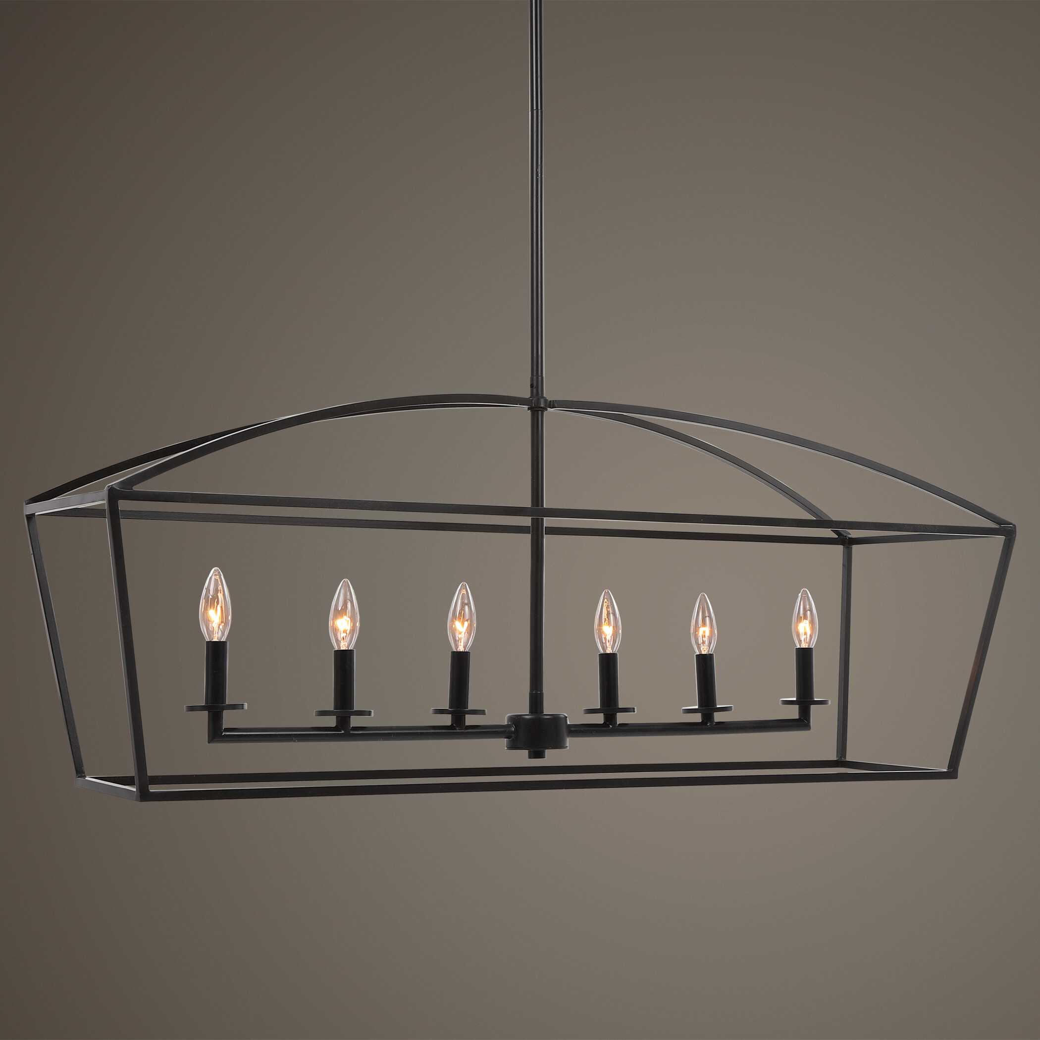 Clayton 6 Light Linear Chandelier, Ceiling Light by Uttermost, 42" width x 17.5" height x 13" depth View 2
