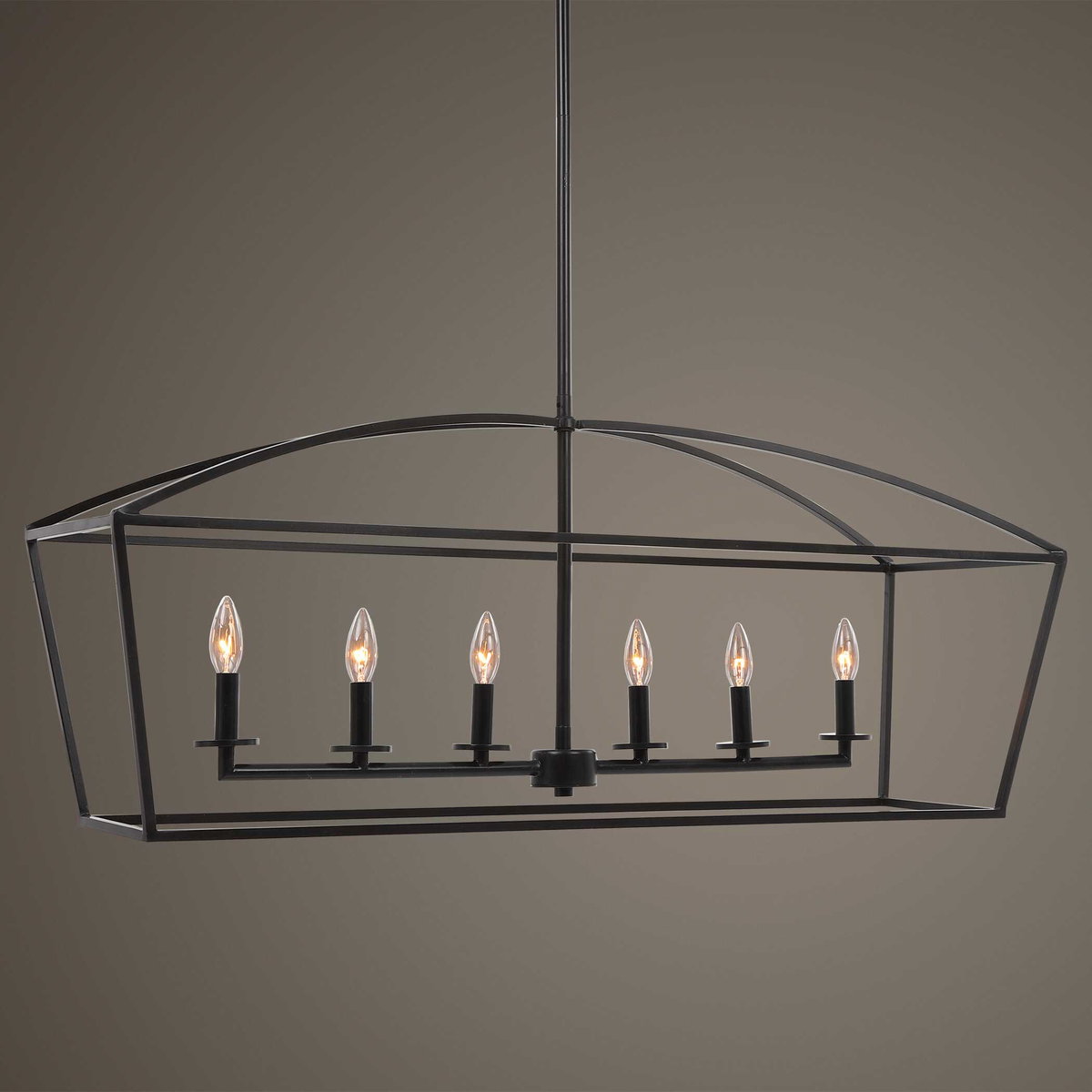 Clayton 6 Light Linear Chandelier, by Uttermost, 3'6" width x 1'5.5" height x 1'1" depth View 2