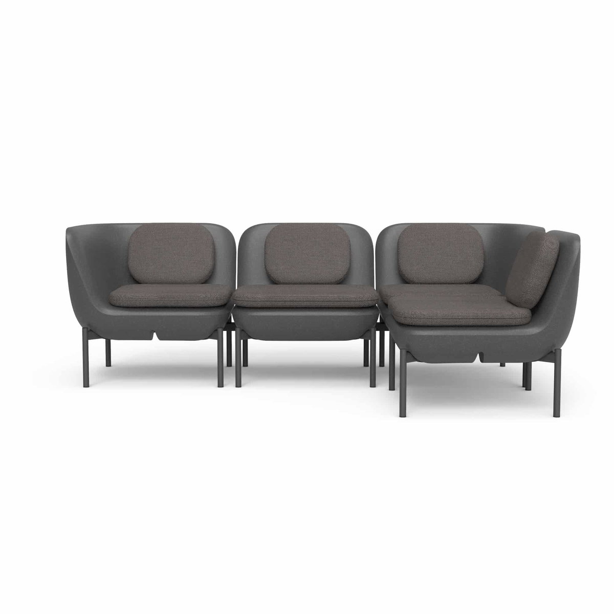 Inou Elements Modular Four-seater Sectional Sofa, Outdoor Furniture by Crescent Garden, 6'9.3" width x 2'2.4" height x 4'5.3" depth View 1