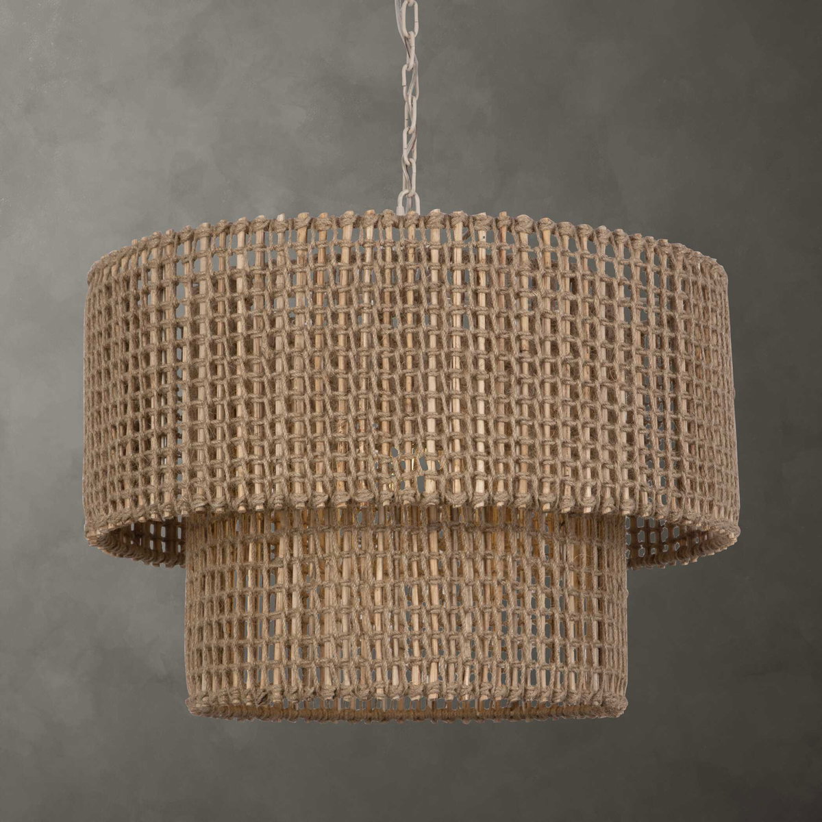 Biswas Woven Jute 1 Light Pendant, by Uttermost, 2' width x 1'6.75" height x 2' diameter x 2' depth View 2