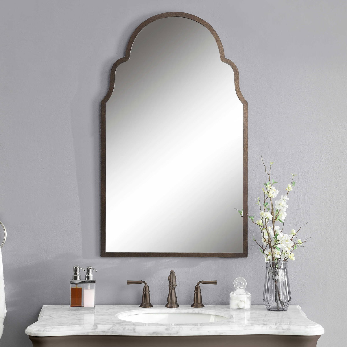 Brayden Arch Metal Mirror, by Uttermost, 2'0.25" width x 3'4.75" height x 1" depth View 7