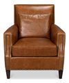 Dawson Distilled Leather Chair,Cuba Brn, Seating by Sarreid, 30.5" length x 37.5" width x 38" height thumbnail 2