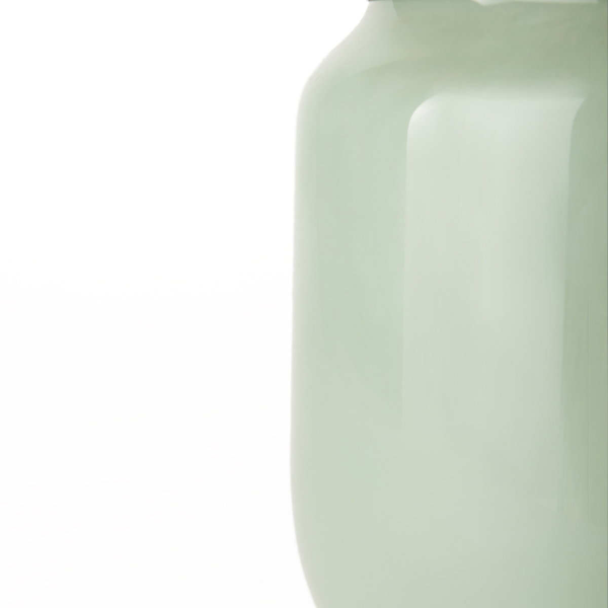 Minty Medium  Green Glass Vase with Matte Gold Metal Neck Cuff, by Mercana, 8.66" length x 8.66" width x 12.44" height View 9