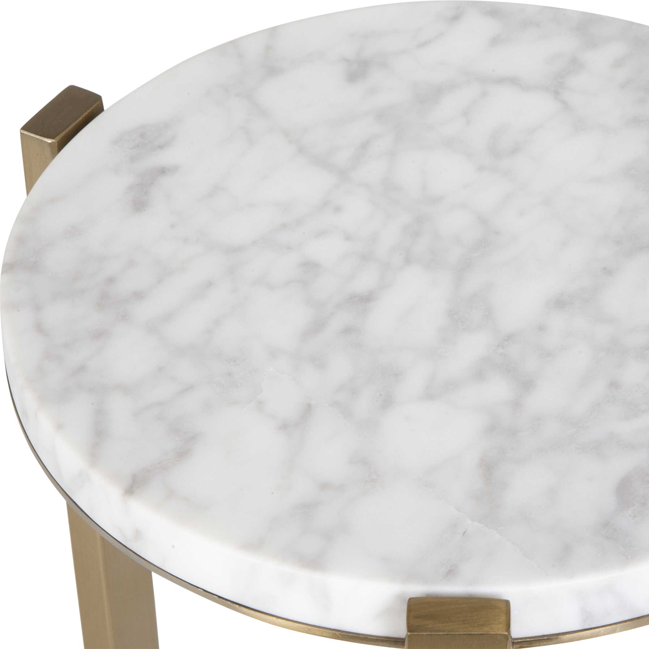 Pietra Carrara Marble Drink Table, Furniture by Uttermost, 10.62" width x 23" height x 10.12" depth View 5