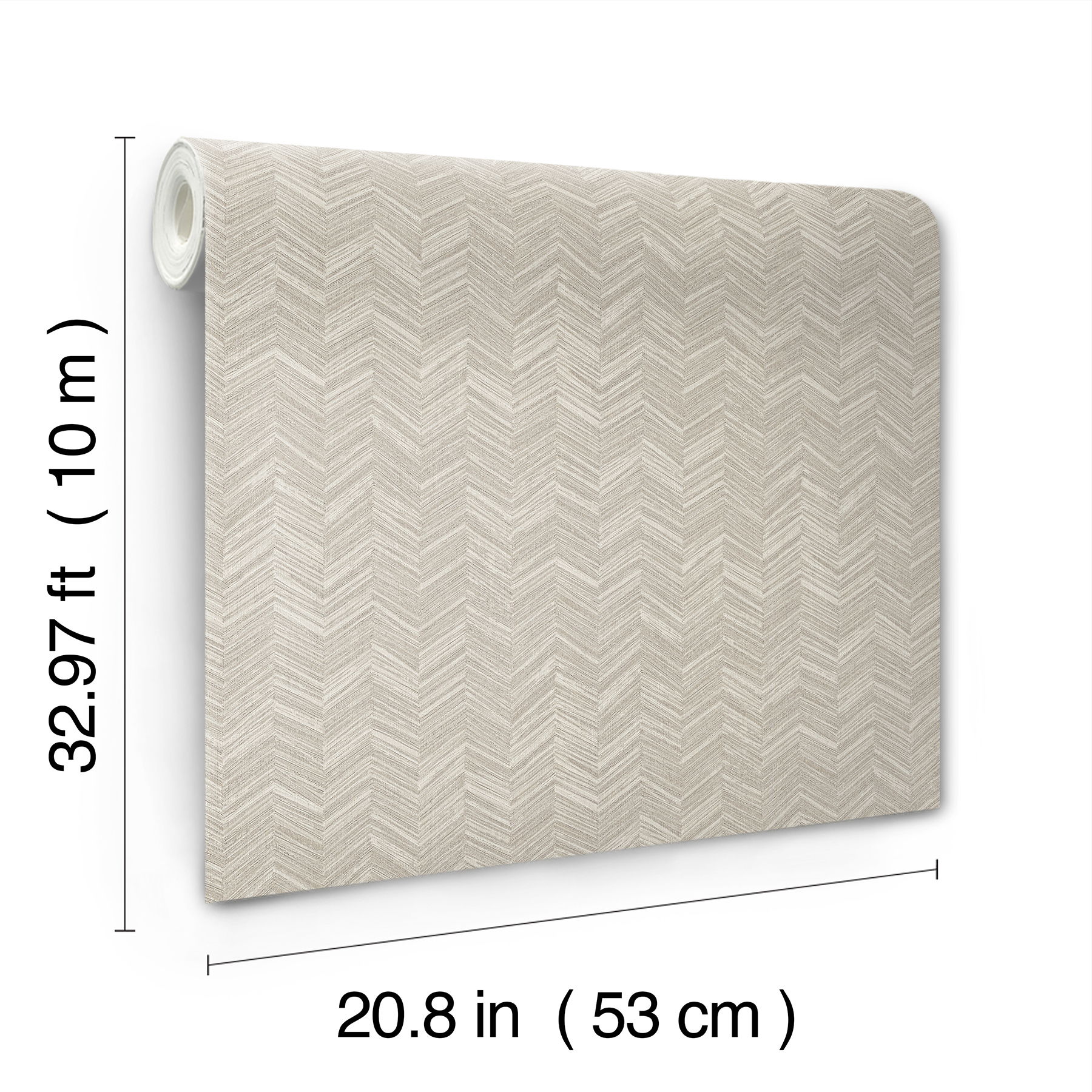 Raised Chevron Light Grey Wallpaper, by York Wall, 33' length x 1'8.9" width x 0.02" depth View 5