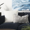 Linda 13x21 Navy And Cream With White Detail Pillow Cover, Decorative Pillow by Mercana, 13" length x 21" width x 0.2" height thumbnail 5
