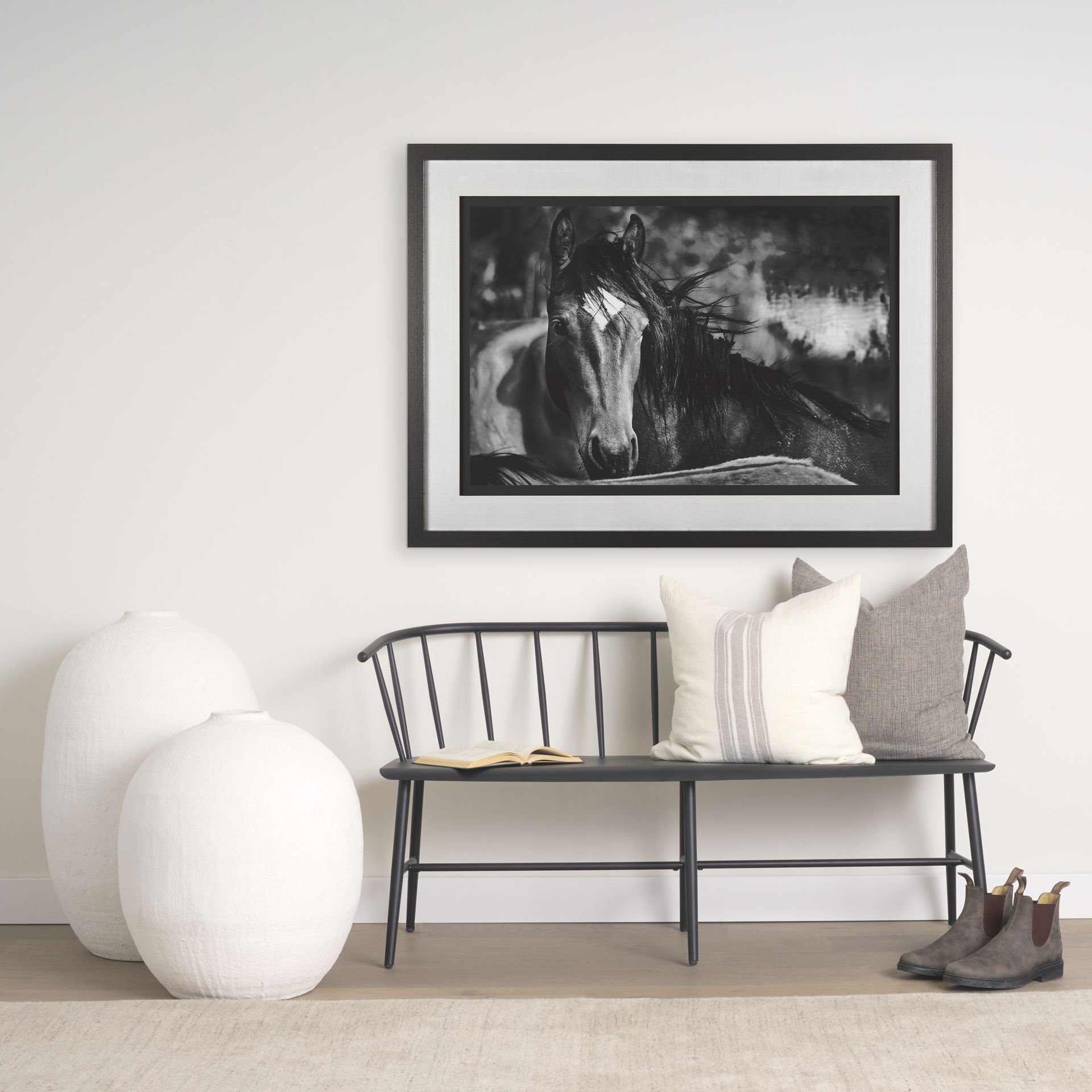 Patrice 22 x 22 Cream With Gray Stripes Decorative Pillow Cover, by Mercana, 22" length x 22" width x 0.2" height View 2