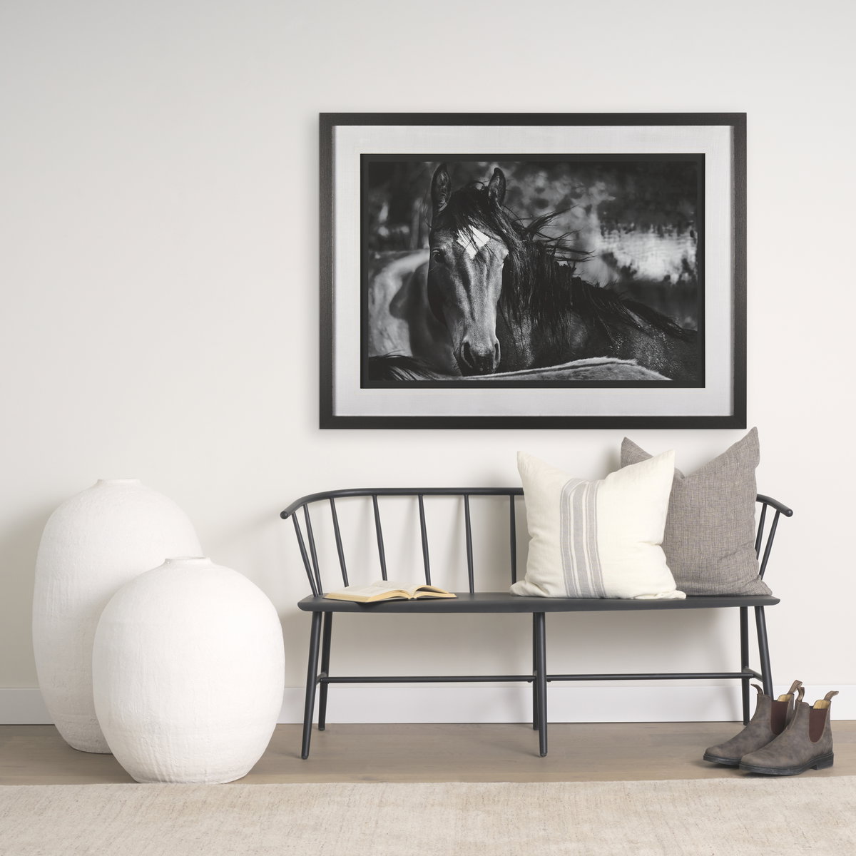 Patrice 22 x 22 Cream With Gray Stripes Decorative Pillow Cover, by Mercana, 22" length x 22" width x 0.2" height View 2