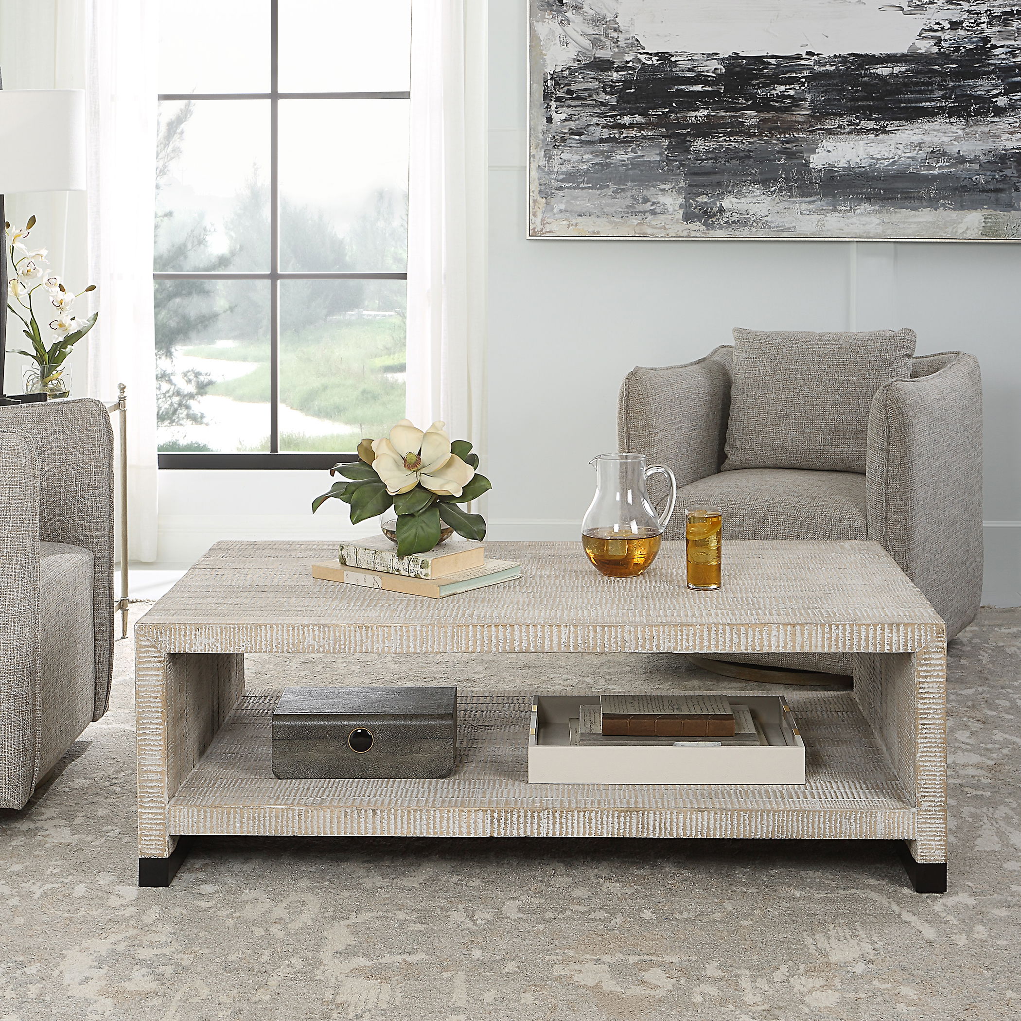 Bosk White Washed Coffee Table large image 