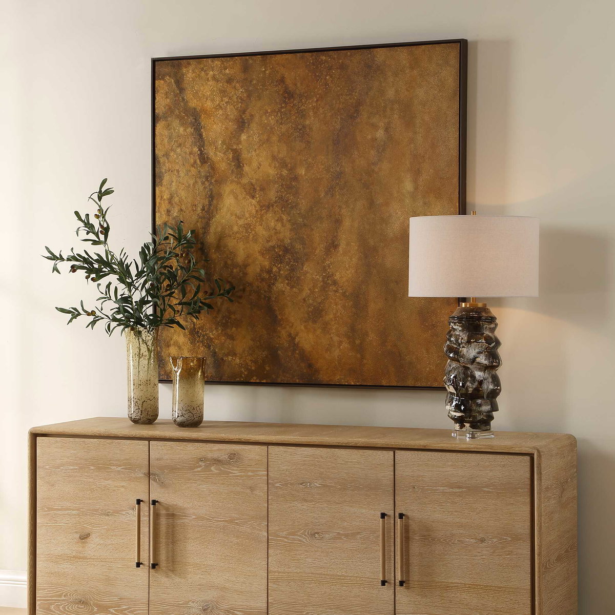 Burn Hand Painted Canvas, Art by Uttermost, 51" width x 51" height x 2" depth View 3