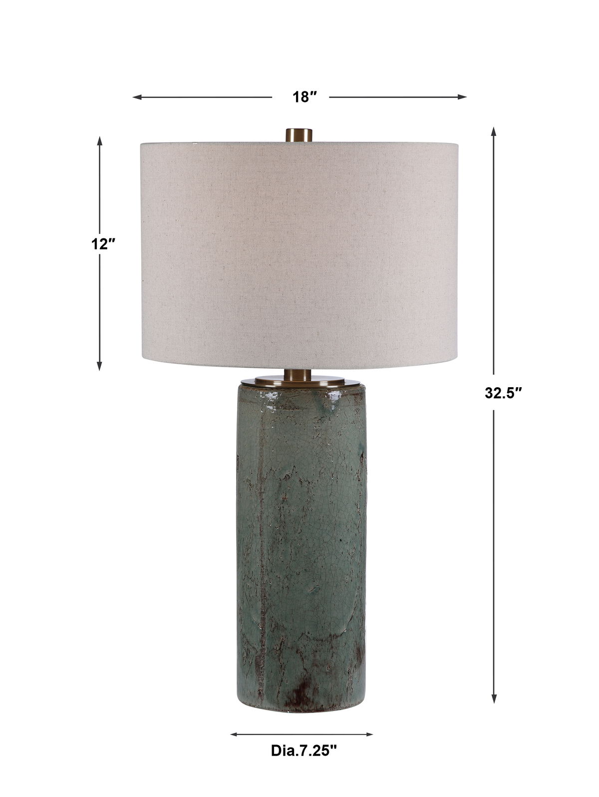 Callais Crackled Aqua Table Lamp, by Uttermost, 18" width x 32.5" height x 18" depth View 3
