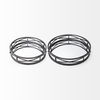 Piers (Set of 2) Black Metal Mirrored Round Trays thumbnail 2