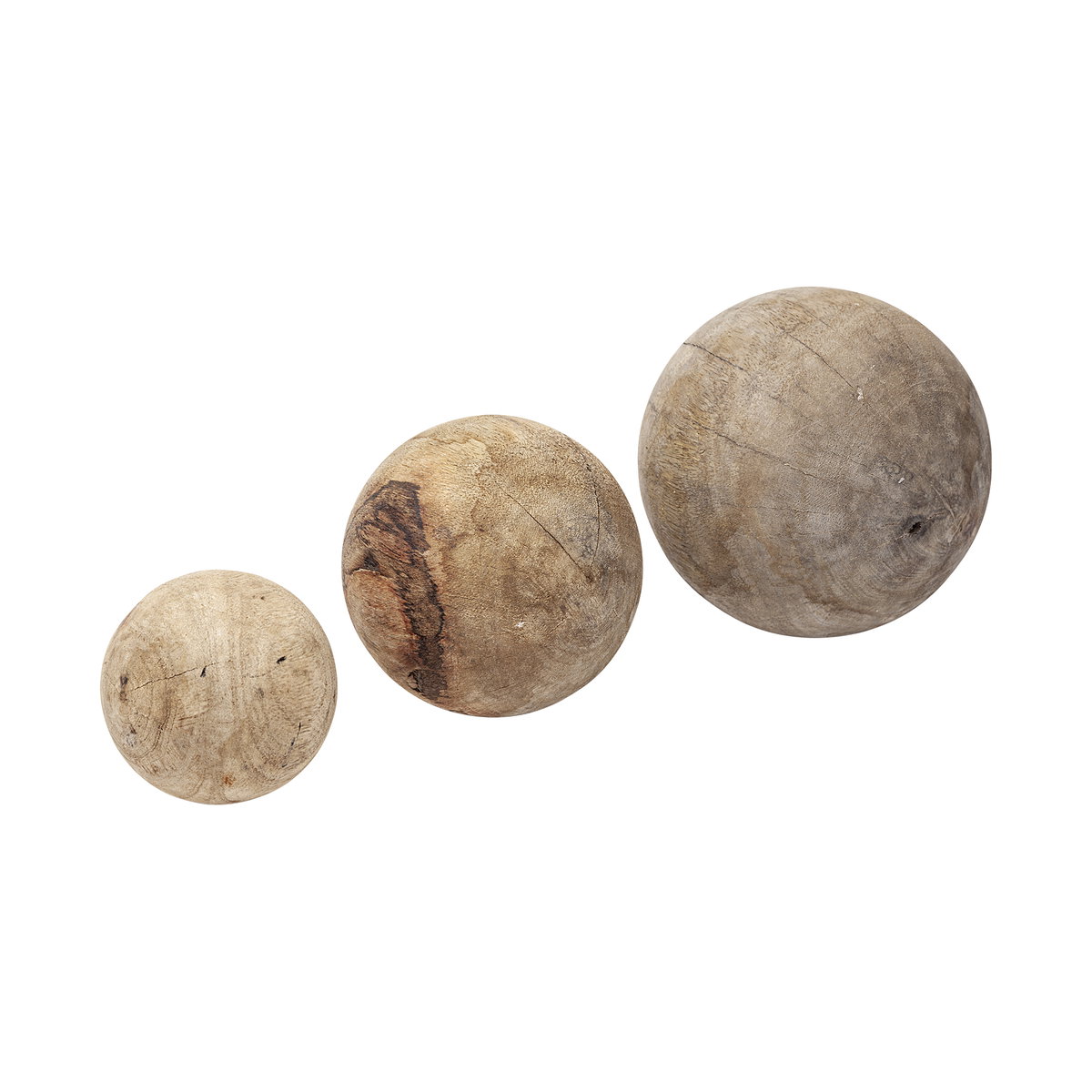 Carrick (Set of 3) Natural Wood Decorative Spheres, Decorative Object by Mercana, 5" length x 5" width x 5" height View 1