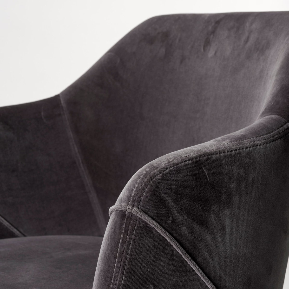 Ronald Curved Back Dining Side Chair | Grey Velvet with Black Wood, Dining Chair by Mercana, 23.25" length x 21.75" width x 32.25" height View 10