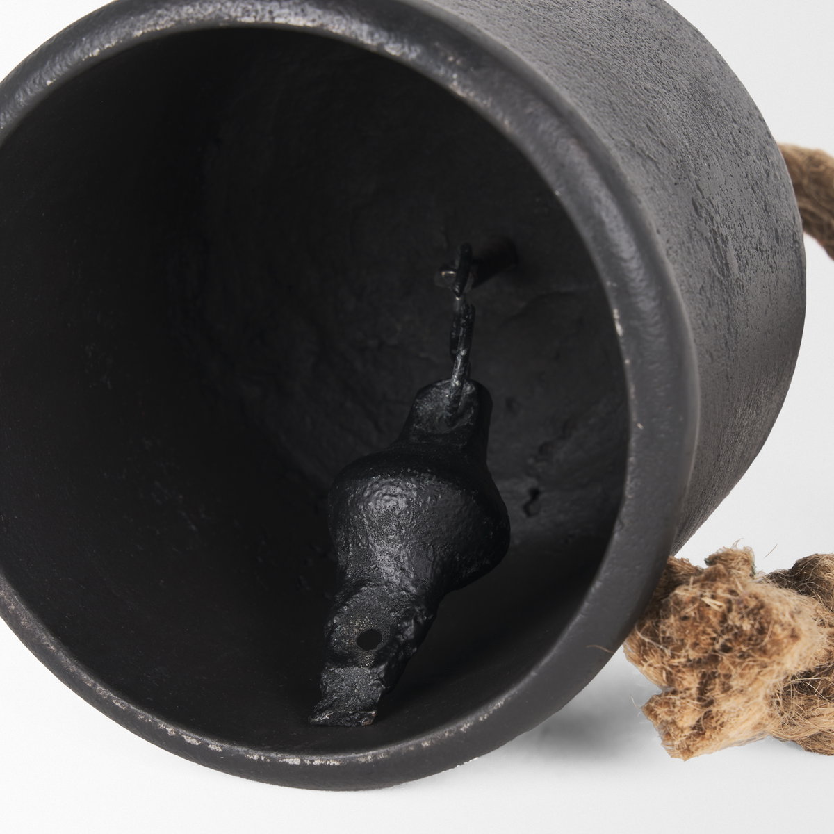 Quincy Medium Matte Black Metal Decorative Bell Object, Decorative Object by Mercana, 4.75" length x 4.75" width x 7" height View 10