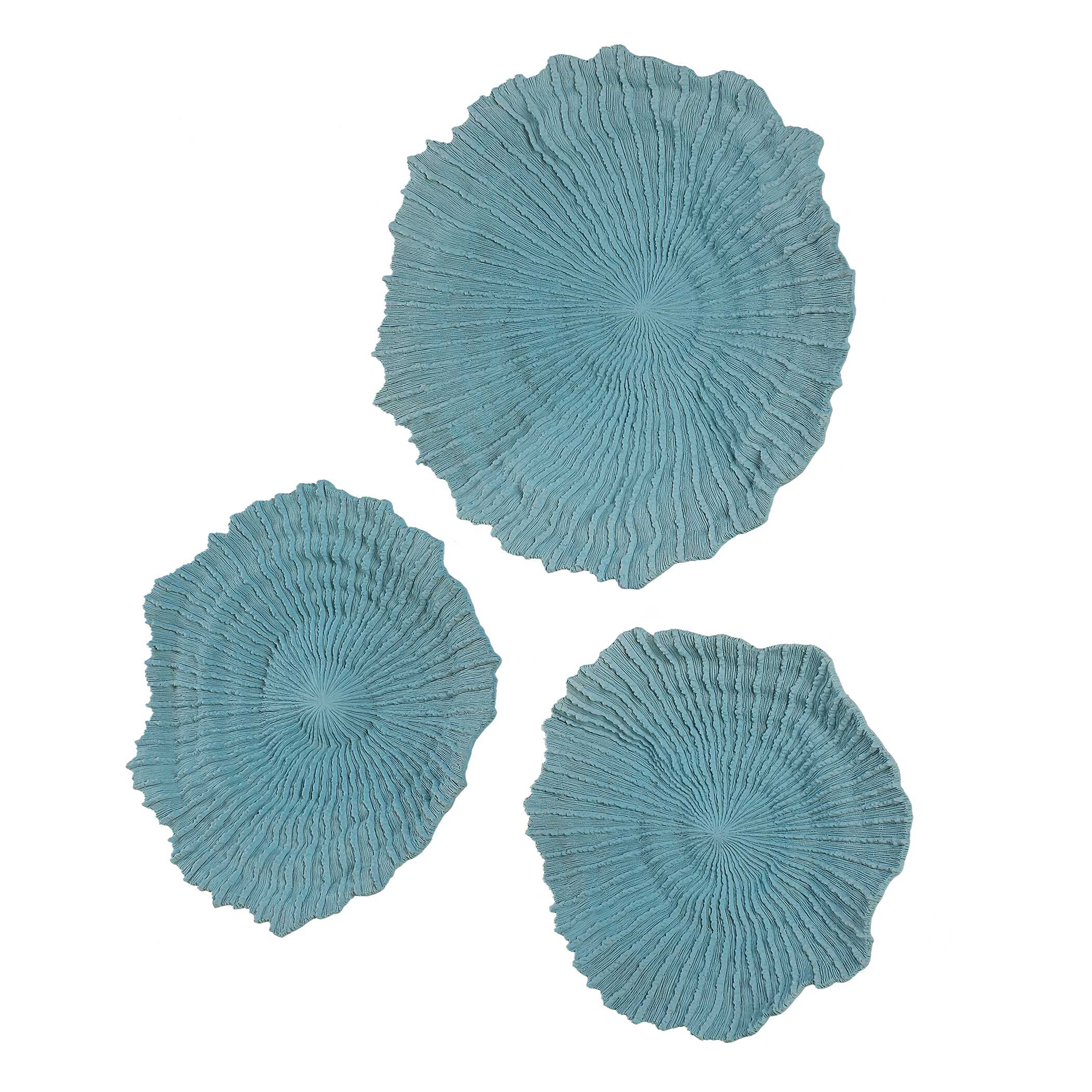 Ocean Gems Blue Wall Decor Set/3, Sculptural Wall Art by Uttermost, 22" width x 20.87" height x 3.94" depth View 5
