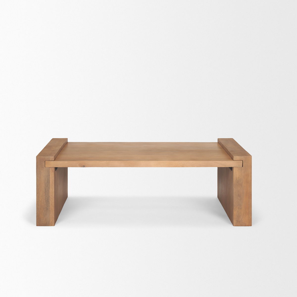 Wesson Light Brown Wood Rectangular Coffee Table, by Mercana, 48" length x 28" width x 16" height View 5