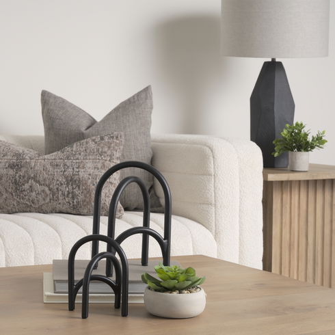 Springe Matte Black Metal Arched Decorative Object (Set of 2)