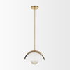 Cybill Brushed Brass with White Metal Shade 1-Light Wall Pendant, by Mercana, 12.6" length x 12.6" width x 53.94" height thumbnail 5