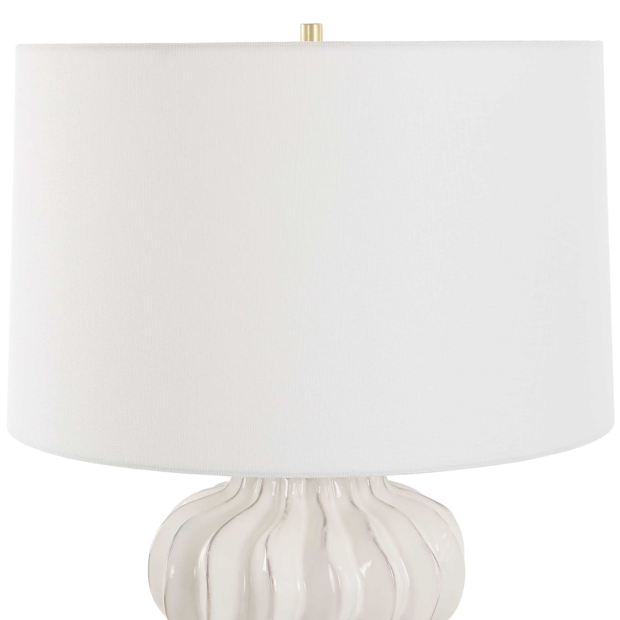 Wrenley Ridged White Table Lamp, by Uttermost, 17" width x 27.5" height x 17" depth View 6