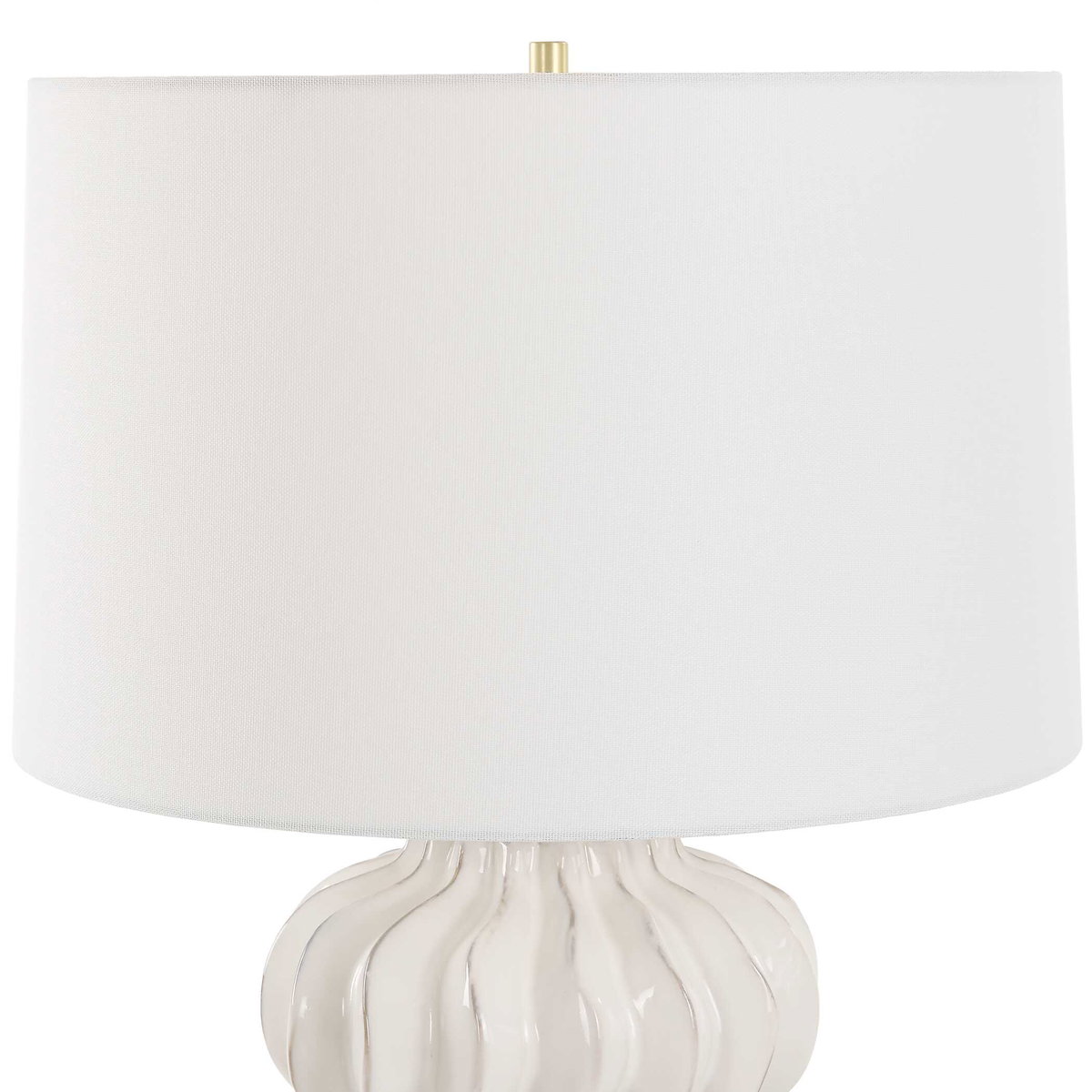 Wrenley Ridged White Table Lamp, by Uttermost, 17" width x 27.5" height x 17" depth View 6