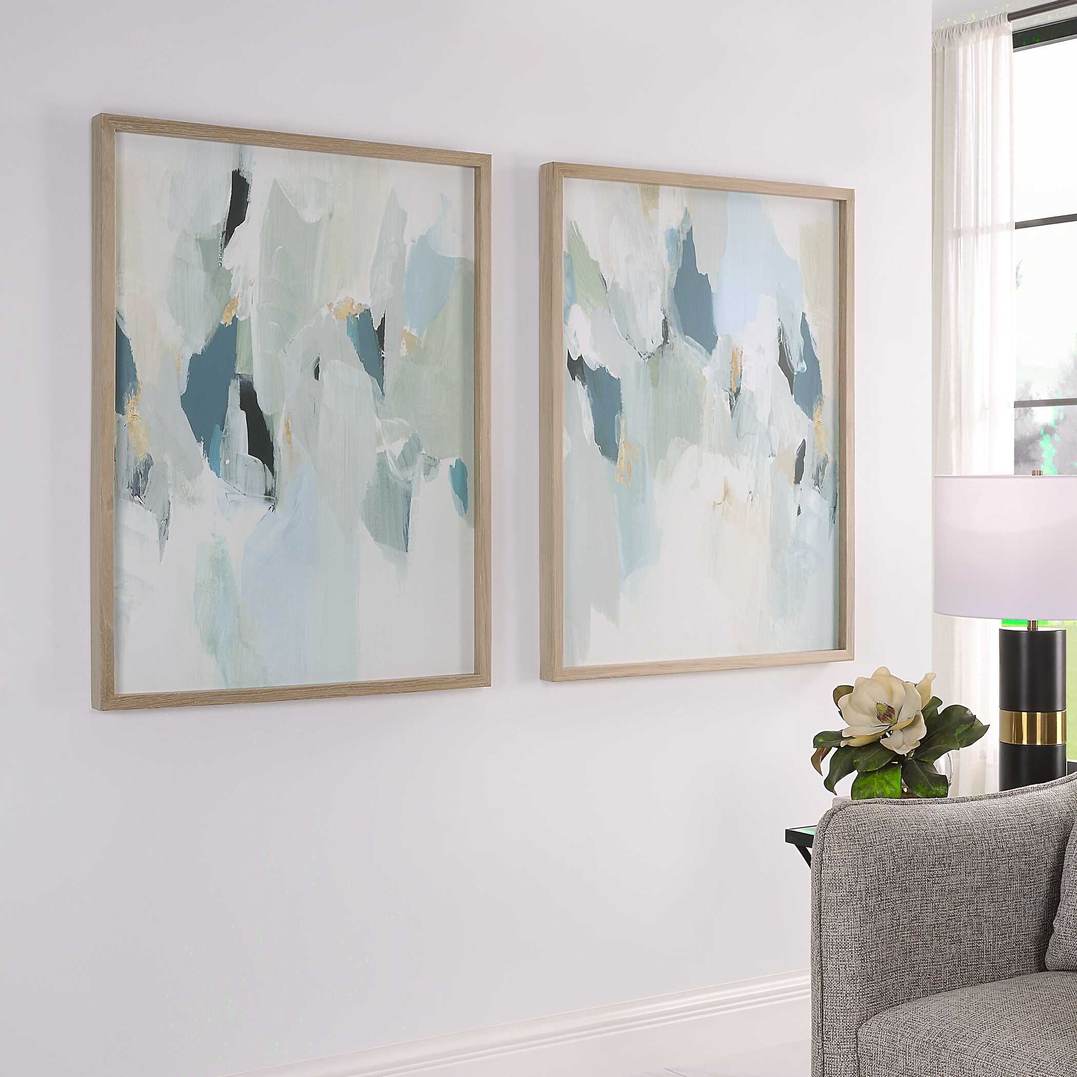 Seabreeze Abstract Framed Canvas Prints Set/2 large image 