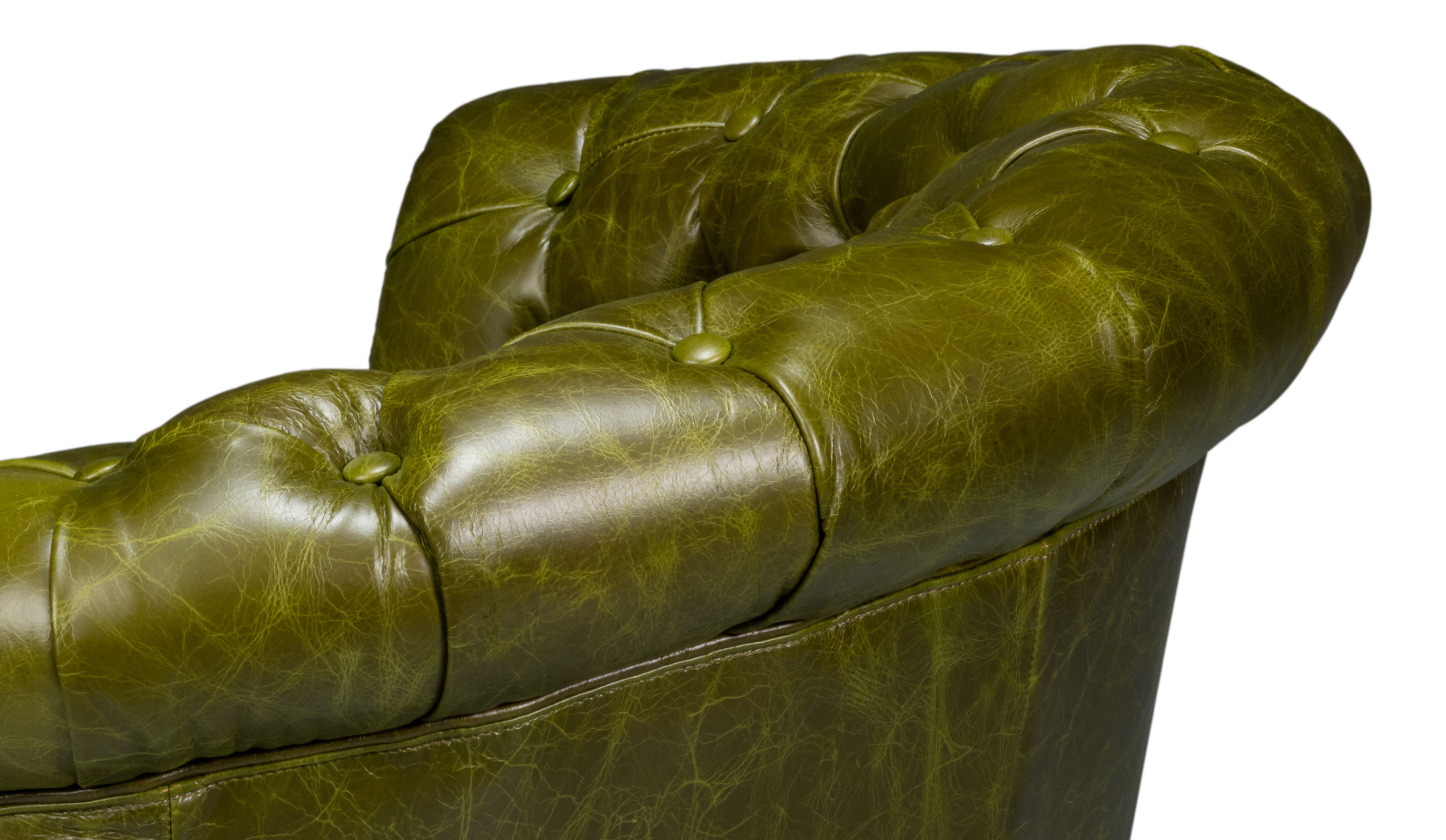 Bastian Armchair, Britain Green Leather, Seating by Sarreid, 33" length x 33" width x 31" height View 3