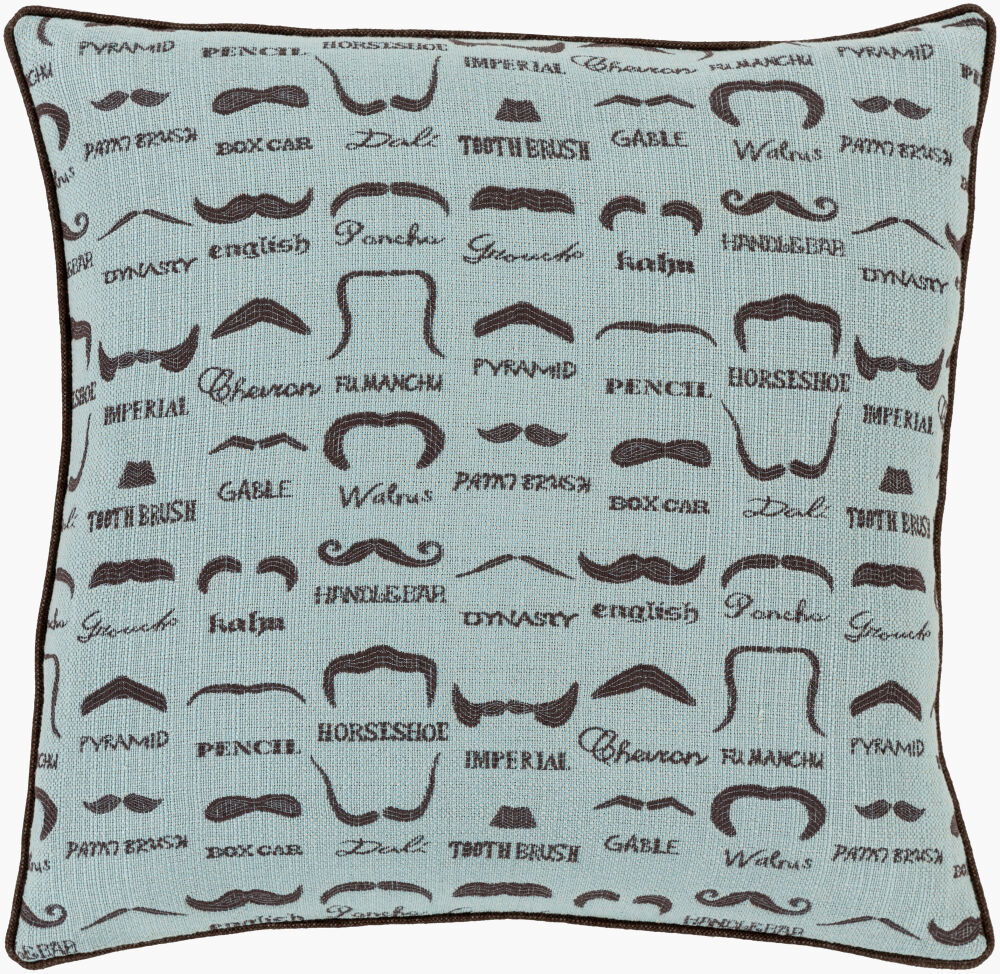 Wax that Stache Accent Pillow, Decorative Pillow by Surya, 18" length x 18" width