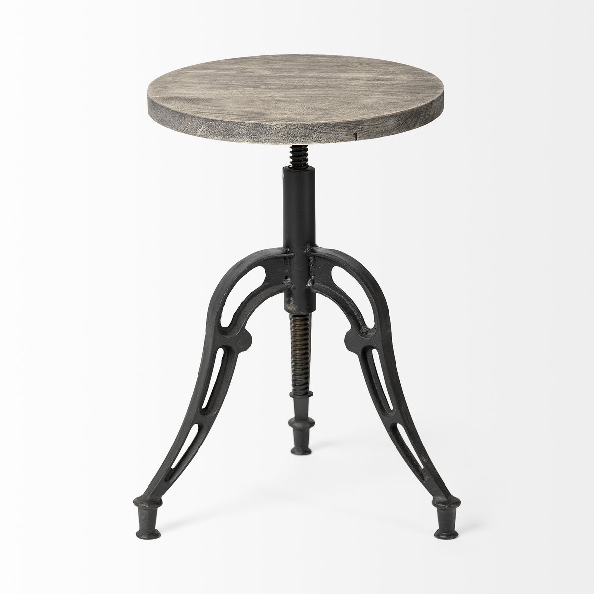 Emslie Backless 19in-25in Seat Counter Stool | Brown Wood with Metal, Counter & Bar Stool by Mercana, 15.75" length x 15.75" width x 26" height View 4