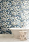 Antique Floral in Wedgewood Blue & Grey Wallpaper, by York Wall, 33' length x 1'8.5" width x 0.02" depth thumbnail 4