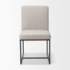 Stamford Beige Upholstered Seat with Wood Back, Black Metal Frame Dining Chair, by Mercana, 19" length x 25" width x 35.25" height thumbnail 4